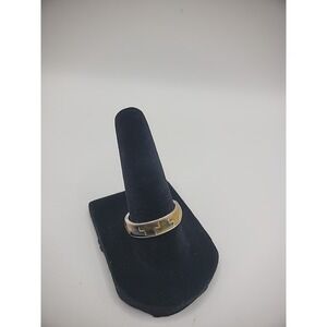 Vintage Ring Size 8 1/4" Band Silver Tone Green Yellow Asymmetrical Jewelry